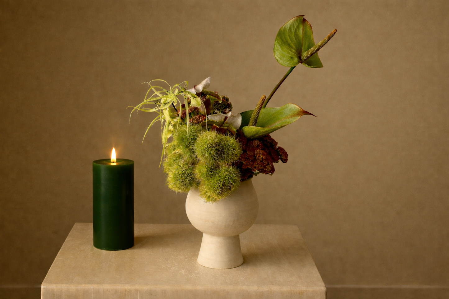 GLO & NEST LED Pillar Candle 15cm  – Still Pine