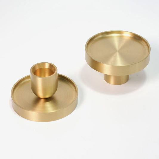KILN Matt Brass Multi Use Taper and Pillar Candle Holder- 1 Piece