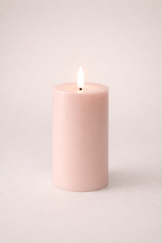 GLO & NEST LED Pillar Candle 15cm  – Powder Rose