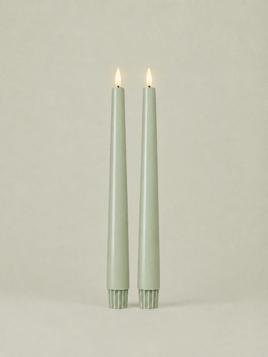 LED Taper Candles Set of 2 21.5cm – Sage Whisper | Real Wax