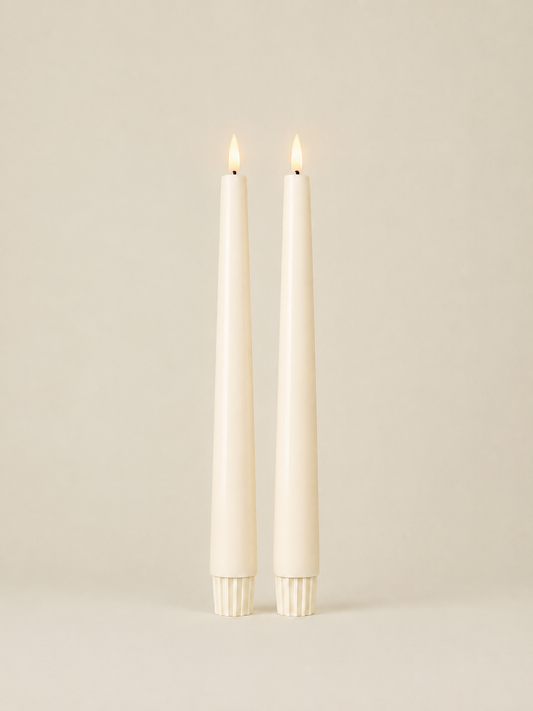 LED Taper Candles Set of 2 21.5cm – Soft Ivory | Real Wax