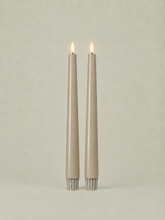 LED Taper Candles Set of 2 21.5cm – Warm Stone | Real Wax